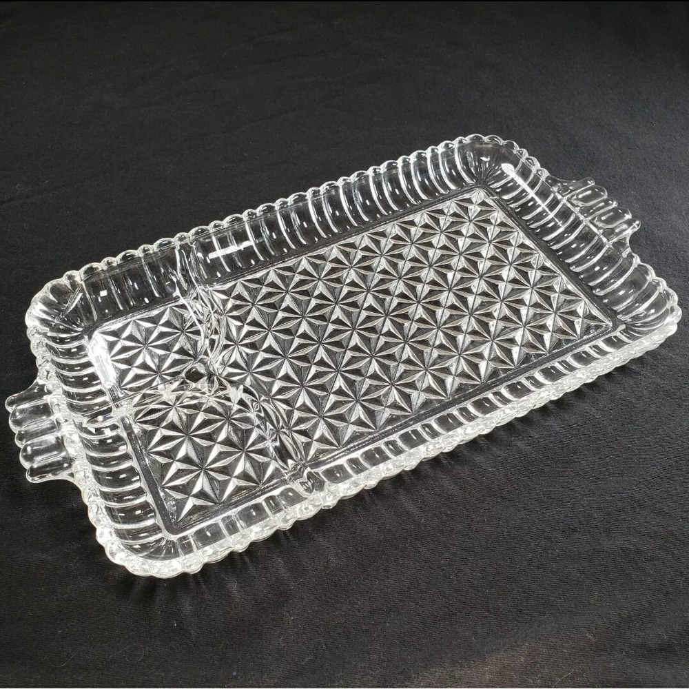 Anchor Hocking Serva Snack Clear Sip n Smoke Pressed Glass Tray